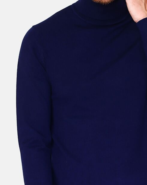 Pull Col Roulé en Cachemire mélangé Pierre bleu nuit