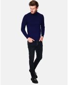 Pull Col Roulé en Cachemire mélangé Pierre bleu nuit