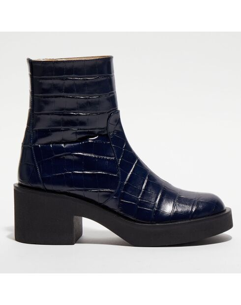 Boots en Cuir Gotham Zip bleues - Talon 6,5 cm