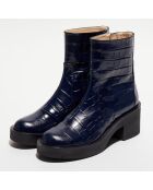 Boots en Cuir Gotham Zip bleues - Talon 6,5 cm