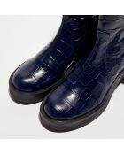 Boots en Cuir Gotham Zip bleues - Talon 6,5 cm