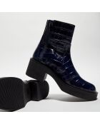 Boots en Cuir Gotham Zip bleues - Talon 6,5 cm