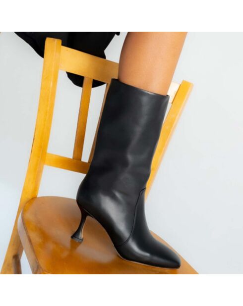 Bottes en Cuir Gigi noires - Talon 7 cm