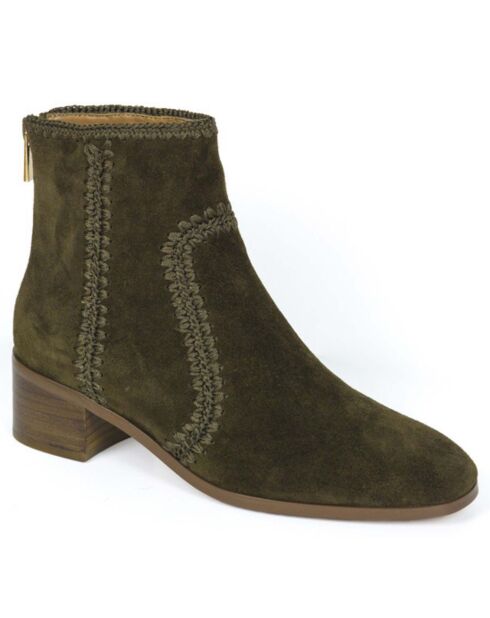 Bottines en Cuir Gordon kaki -  Talon 5 cm