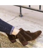 Bottines en Cuir Gordon kaki -  Talon 5 cm