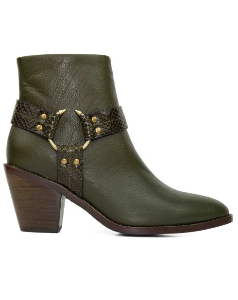Bottines en Cuir Jodie kaki - Talon 6.5 cm