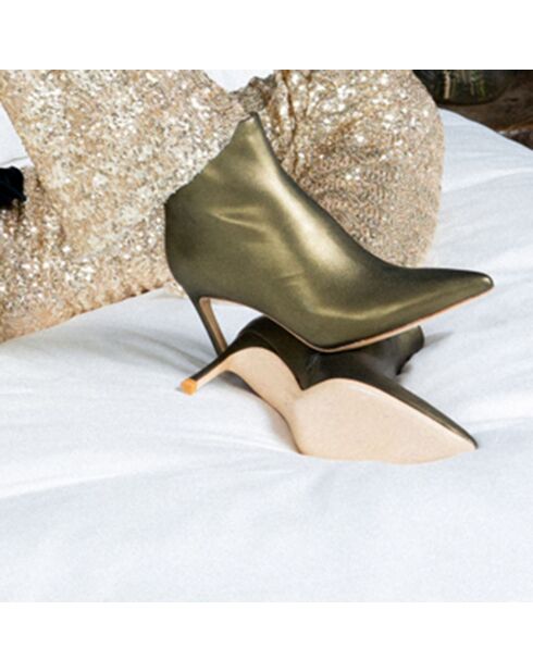 Bottines en Cuir Noura bronze - Talon 8 cm