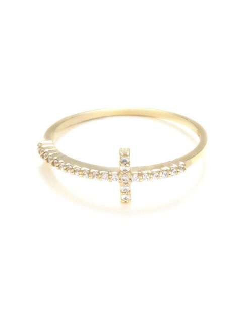 Geelgouden Zirkonium waarheidskruis ring