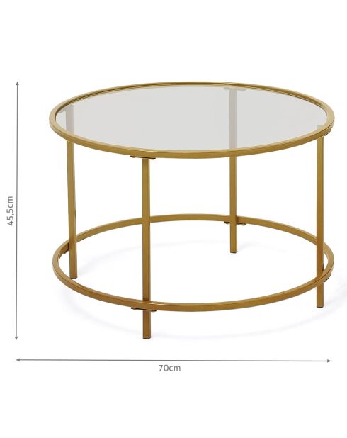 Table basse ronde siena  dorée - 70x70x45.5 cm