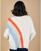 Pull poncho 100% Cachemire Intarsia Soleil col V nuage