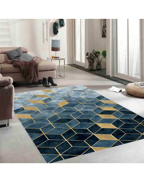 Tapis Géométrique blanc/vert/doré