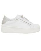 Onna wit/zilveren leren sneakers