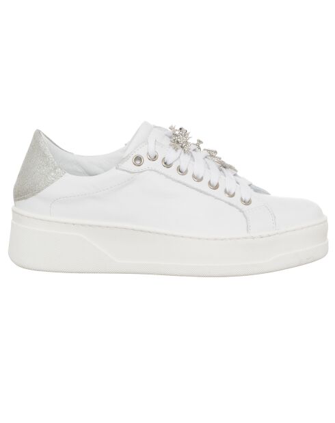 Onna wit/zilveren leren sneakers