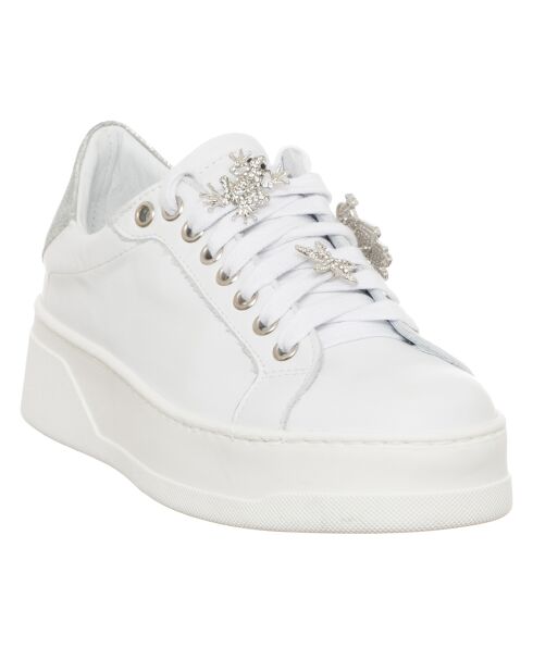 Onna wit/zilveren leren sneakers