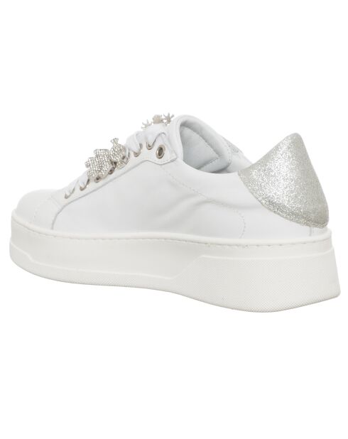 Onna wit/zilveren leren sneakers