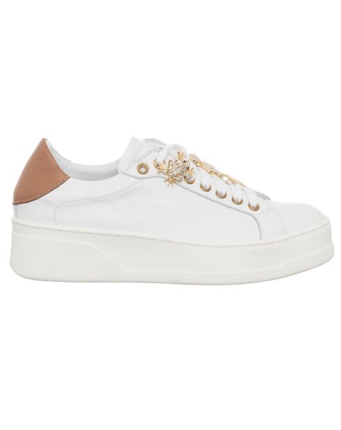 Sneakers en Cuir Agta blanc/camel