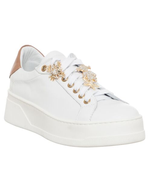 Sneakers en Cuir Agta blanc/camel