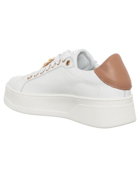 Sneakers en Cuir Agta blanc/camel
