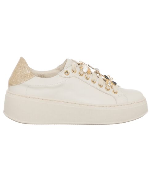 Ecru/beige leren sneakers Osta