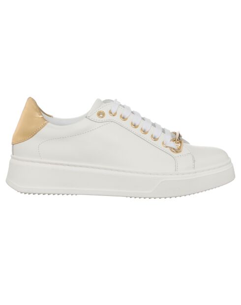 Sneakers en Cuir Sava blanc/doré