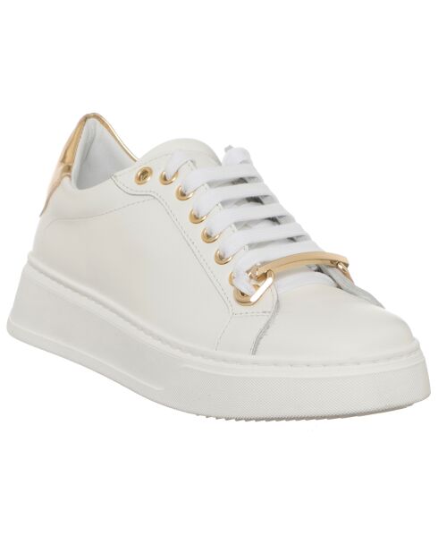 Sneakers en Cuir Sava blanc/doré