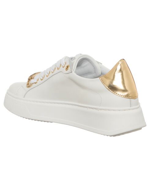 Sneakers en Cuir Sava blanc/doré