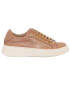 Cameo beige/witte leren sneakers