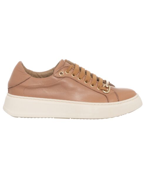 Cameo beige/witte leren sneakers