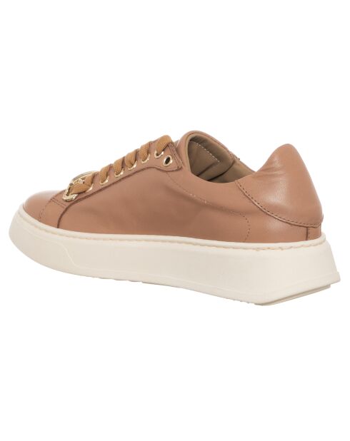 Cameo beige/witte leren sneakers