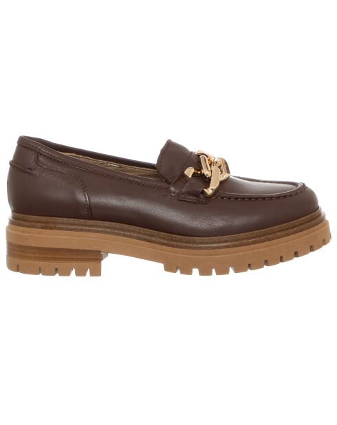 Mocassins en Cuir Naplak marron/camel/doré - Talon 4.5 cm