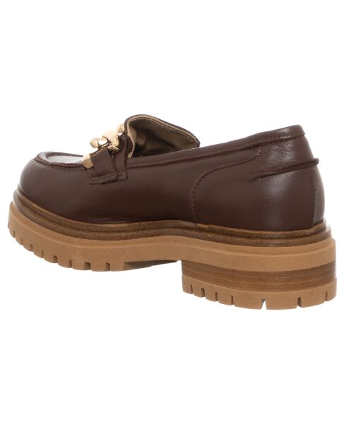 Mocassins en Cuir Naplak marron/camel/doré - Talon 4.5 cm