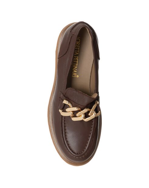 Mocassins en Cuir Naplak marron/camel/doré - Talon 4.5 cm