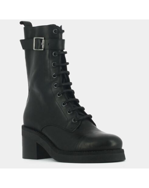 Boots en Cuir Aconit noires - Talon 4.5 cm