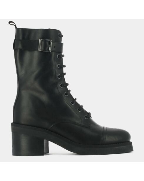 Boots en Cuir Aconit noires - Talon 4.5 cm