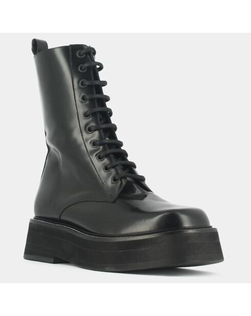 Boots en Cuir Daffia noires - Talon 4.5 cm