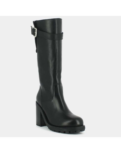 Bottes en Cuir Dellia noires - Talon 9 cm