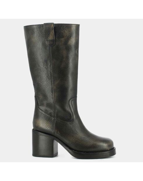 Bottes en Cuir Dia anthracite - Talon 7.5 cm