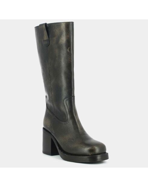 Bottes en Cuir Dia anthracite - Talon 7.5 cm