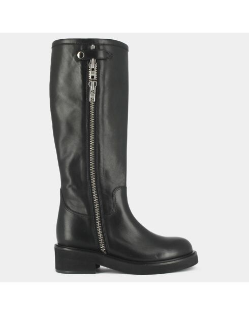 Bottes en Cuir Diane noires - Talon 5 cm