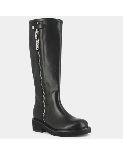 Bottes en Cuir Diane noires - Talon 5 cm