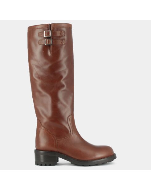 Bottes en Cuir Divia cognac - Talon 5 cm