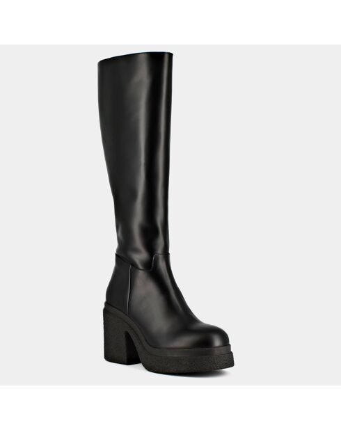 Bottes en Cuir Doria noires - Talon 9 cm