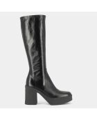 Bottes en Cuir Dricia noires - Talon 9.5 cm