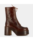 Boots en Cuir Baguette marron - Talon 9 cm