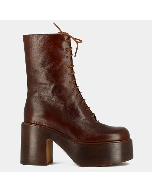 Boots en Cuir Baguette marron - Talon 9 cm