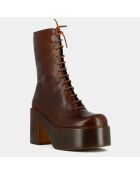 Boots en Cuir Baguette marron - Talon 9 cm