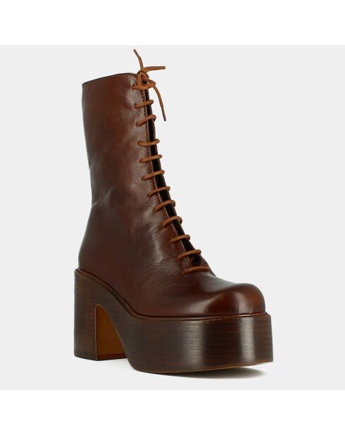 Boots en Cuir Baguette marron - Talon 9 cm