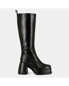 Bottes en Cuir Bermudes noires - Talon 9 cm