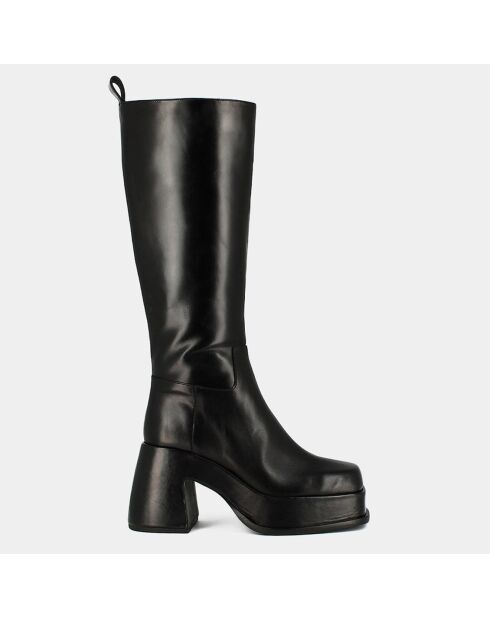 Bottes en Cuir Bermudes noires - Talon 9 cm