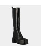 Bottes en Cuir Bermudes noires - Talon 9 cm